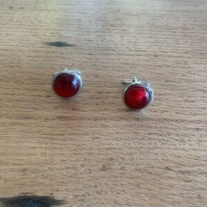 Deep‎ Red Cufflinks Men’s Silver Metals
